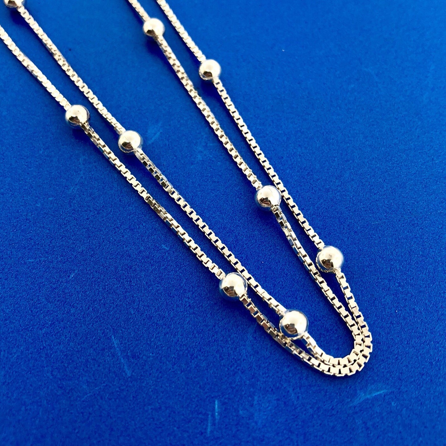 Designer Itaor Italy Sterling Silver 925 Bead Ball Station Venetian Box Necklace