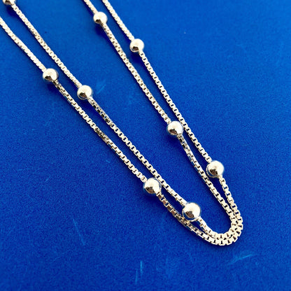 Designer Itaor Italy Sterling Silver 925 Bead Ball Station Venetian Box Necklace