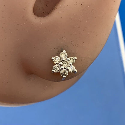 Designer Mexico 14K Yellow Gold Diamond Floral Cluster Starter Stud Earrings