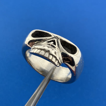 Custom Artisan Steeleworkx 925 Sterling Silver Skull Bikers Statement Ring