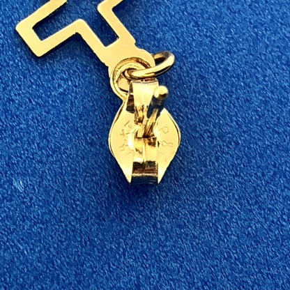 Retro 14K Yellow Gold Cross Cutout Religious Communion Dangle Stud Earrings