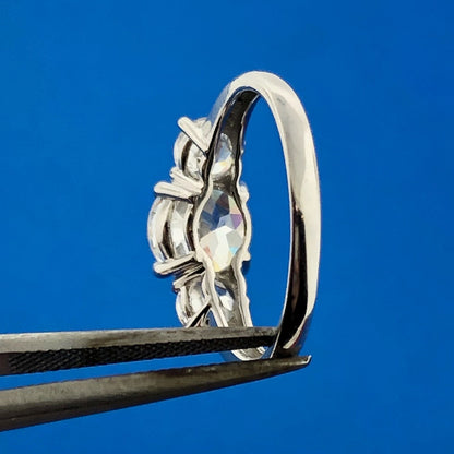 Diamonique 14K White Gold Cubic Zirconia CZ Trio Statement Engagement Ring
