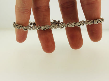 Tacori Sterling Silver 925 Cubic Zirconia CZ Open Scroll Link Tennis Bracelet
