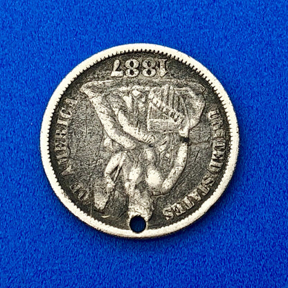 1887 Seated Liberty Silver Dime Love Token Coin Initials