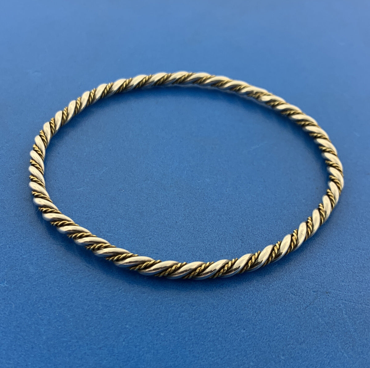 Lovely 925 Sterling Silver Brass Wire Wrap Twisted Bangle Bracelet