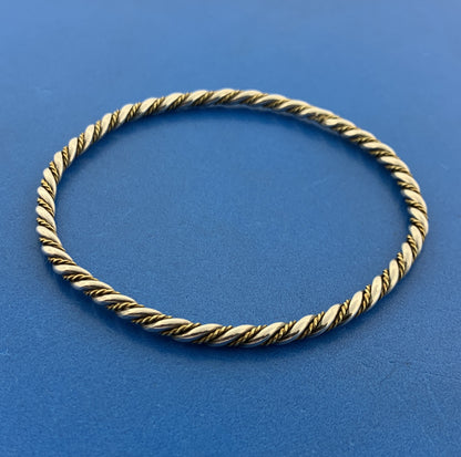 Lovely 925 Sterling Silver Brass Wire Wrap Twisted Bangle Bracelet