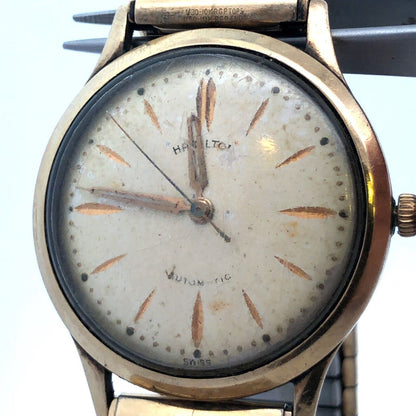 Vtg Mid Century 10K Gold Filled Hamilton Automatic Accordion Band Wrist Watch