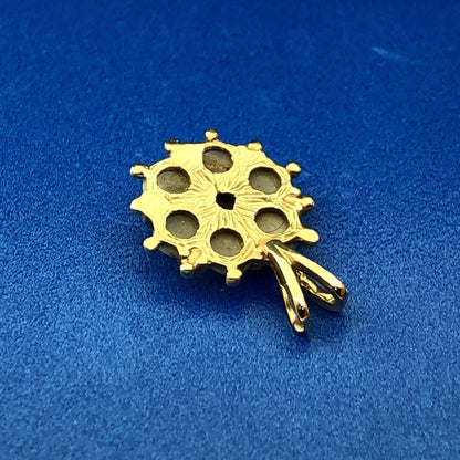 Vintage 14K Yellow Gold Opal Flower Cluster October Anniversary Charm Pendant