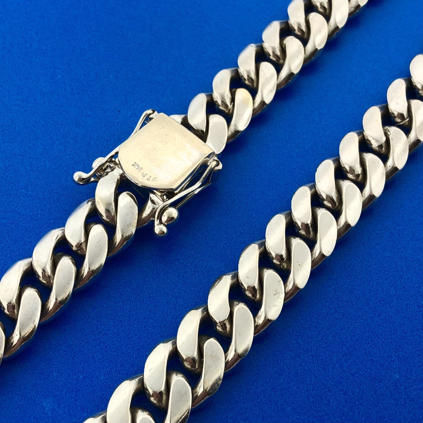 Heavy Solid 14K White Gold Diamond Encrusted Miami Cuban Link Chain Necklace