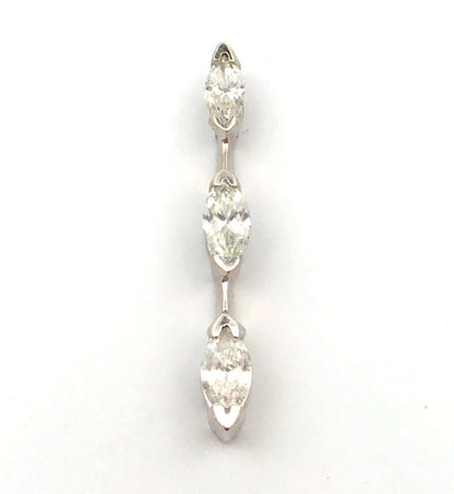 Designer 14K White Gold Marquise Diamond Anniversary Infinity Bar Pendant