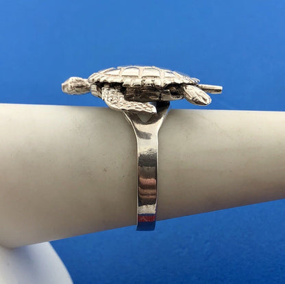 Designer Sterling Silver 925 Swimming Sea Turtle Movable Fashion Ring