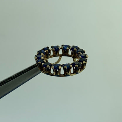 10K Yellow Gold Blue Sapphire September Anniversary Circle Slide Pendant