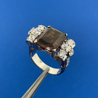 Joseph Esposito QVC 925 Sterling Silver Garnet Diamonique CZ Statement Ring