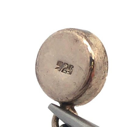 Vintage 925 Sterling Silver Red Resin Flower Floral Spiral Dangle Stud Earrings