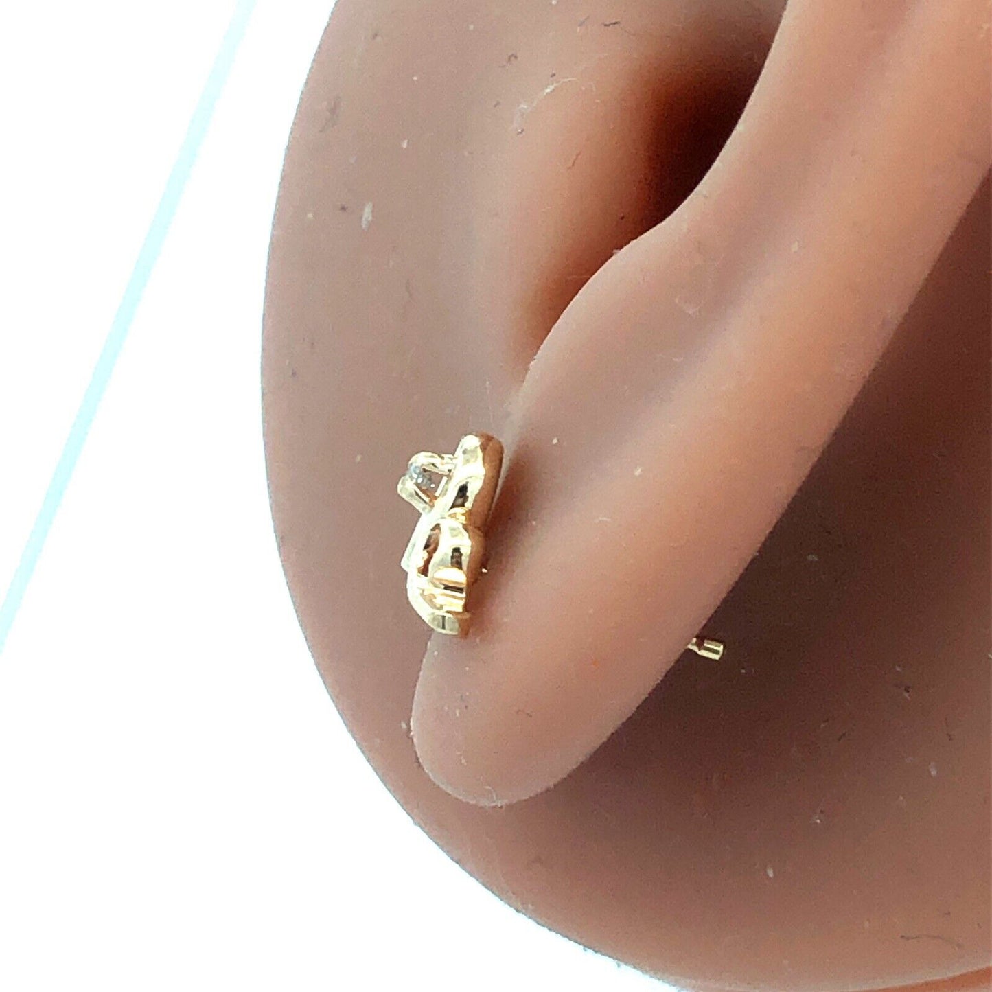 Designer 14K Yellow Gold Round Diamond Swirl Loop Stud Earrings