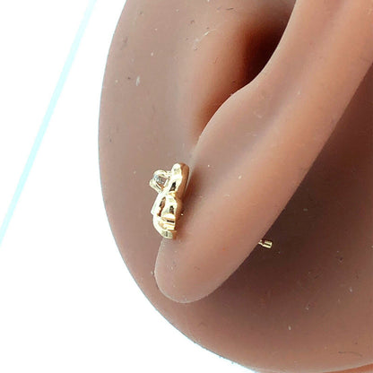 Designer 14K Yellow Gold Round Diamond Swirl Loop Stud Earrings