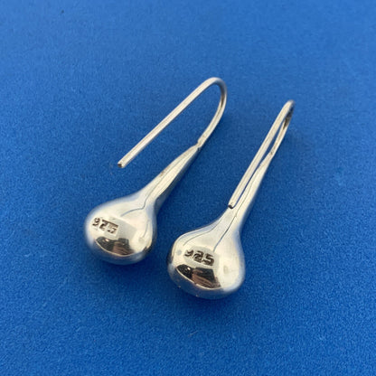 Designer 925 Sterling Silver Modernist Pear Drop Dangle Slide Earrings