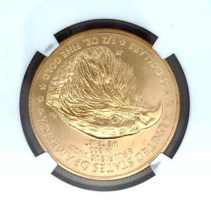 2022 1/2 oz American Gold Eagle MS-70 NGC (Early Release) Mike Castle Signature