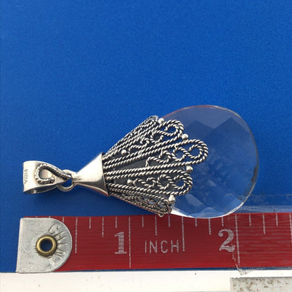 Designer Doug Paulus DP Sterling Silver 925 Faceted Crystal Statement Pendant