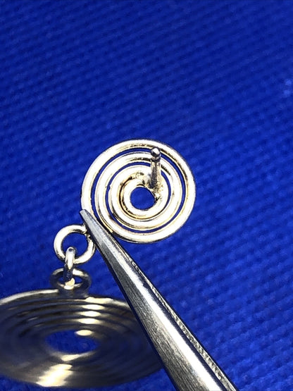 Designer Sterling Silver 925 Crop Circle Dangle Drop Stud Earrings