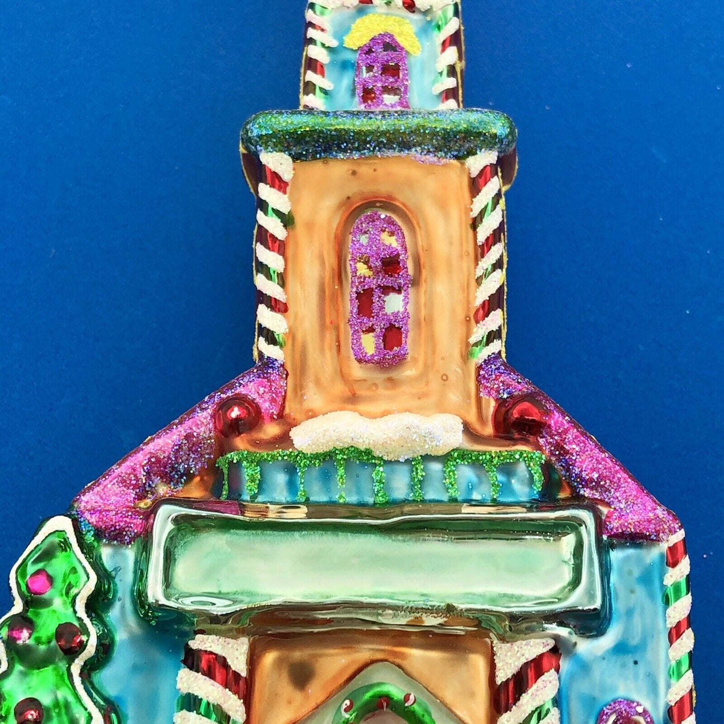 Christopher Radko Handblown Painted Glass Ginger Town Prayers Church Ornament