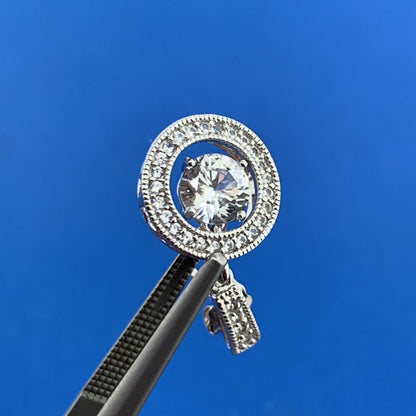 Zales Sterling Silver 925 CZ Cubic Zirconia Halo Accented Drop Dangle Earrings