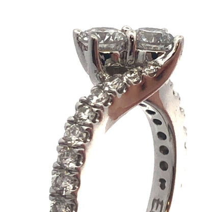 Zales 14K White Gold Diamond Duo Bypass Accented Engagement Promise Wedding Ring