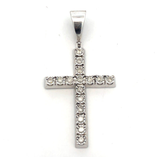 Designer Dadwani 10K White Gold Diamond Religious Communion Unisex Cross Pendant