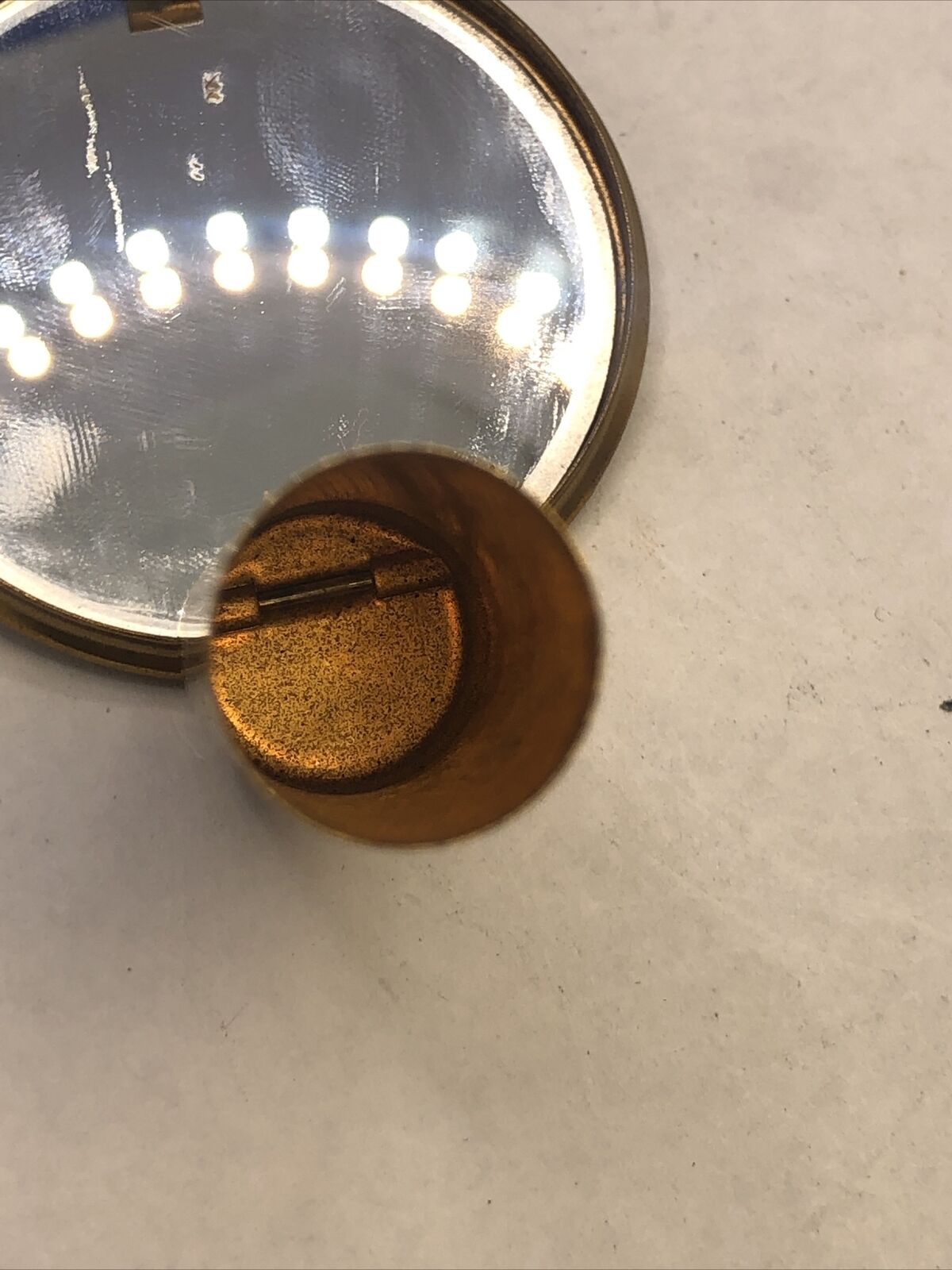 Mid Century Gold Tone Rhinestone Flower Lipstick Mirror Compact Case
