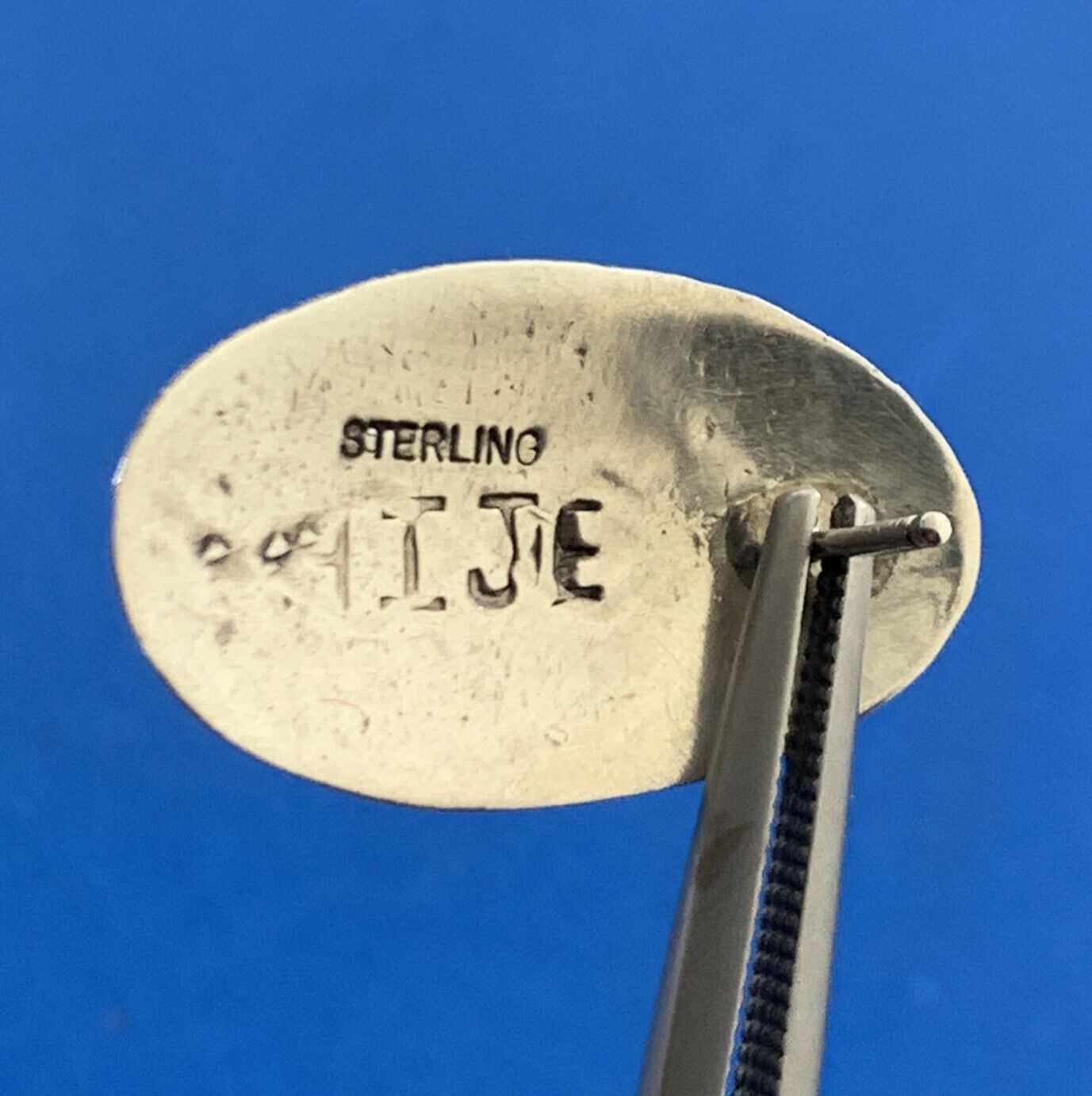 Signed Native American 925 sterling silver Oval Drop Stud Earrings