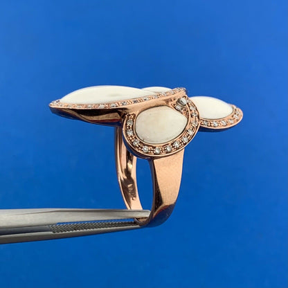 Designer CID 10K Rose Gold White Diamond Accented Modernist Finger Ring