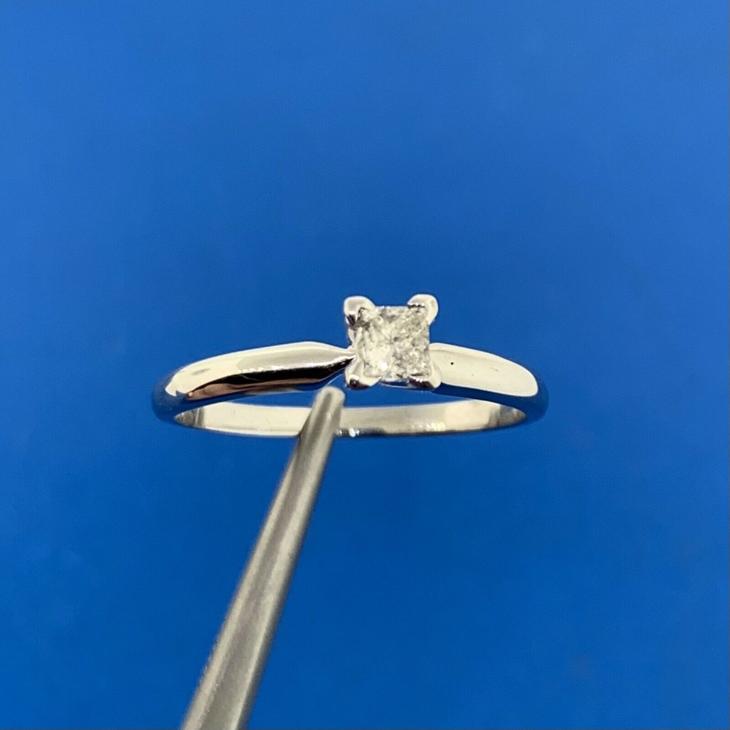 Designer 14K White Gold Princess Diamond Solitaire Engagement Ring
