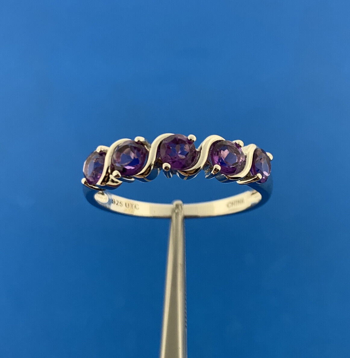 Designer Sterling Silver 925 Round Cut Light Purple Amethyst Prong Ring Size 11