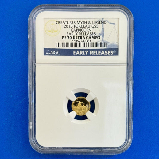 2015 $5 Gold Tokelau Creatures Myth & Legend Capricorn NGC PF70 Ultra Cameo Coin