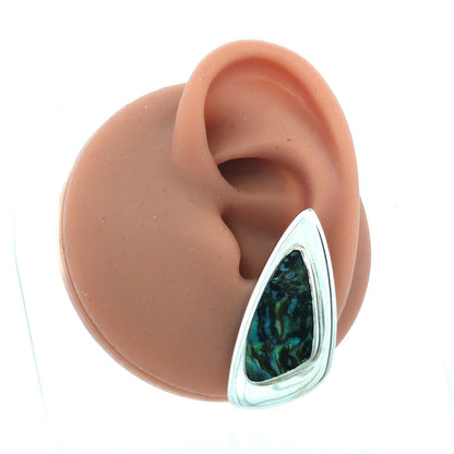 Vintage E Dragsted 925 Sterling Silver Abalone Triangle Clip-on Stud Earrings