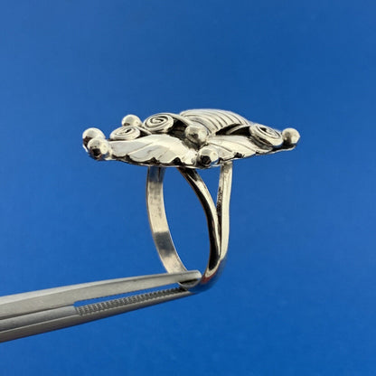 Designer TC Sterling Silver 925 Floral Leaf Small Finger Ring Size 8.75