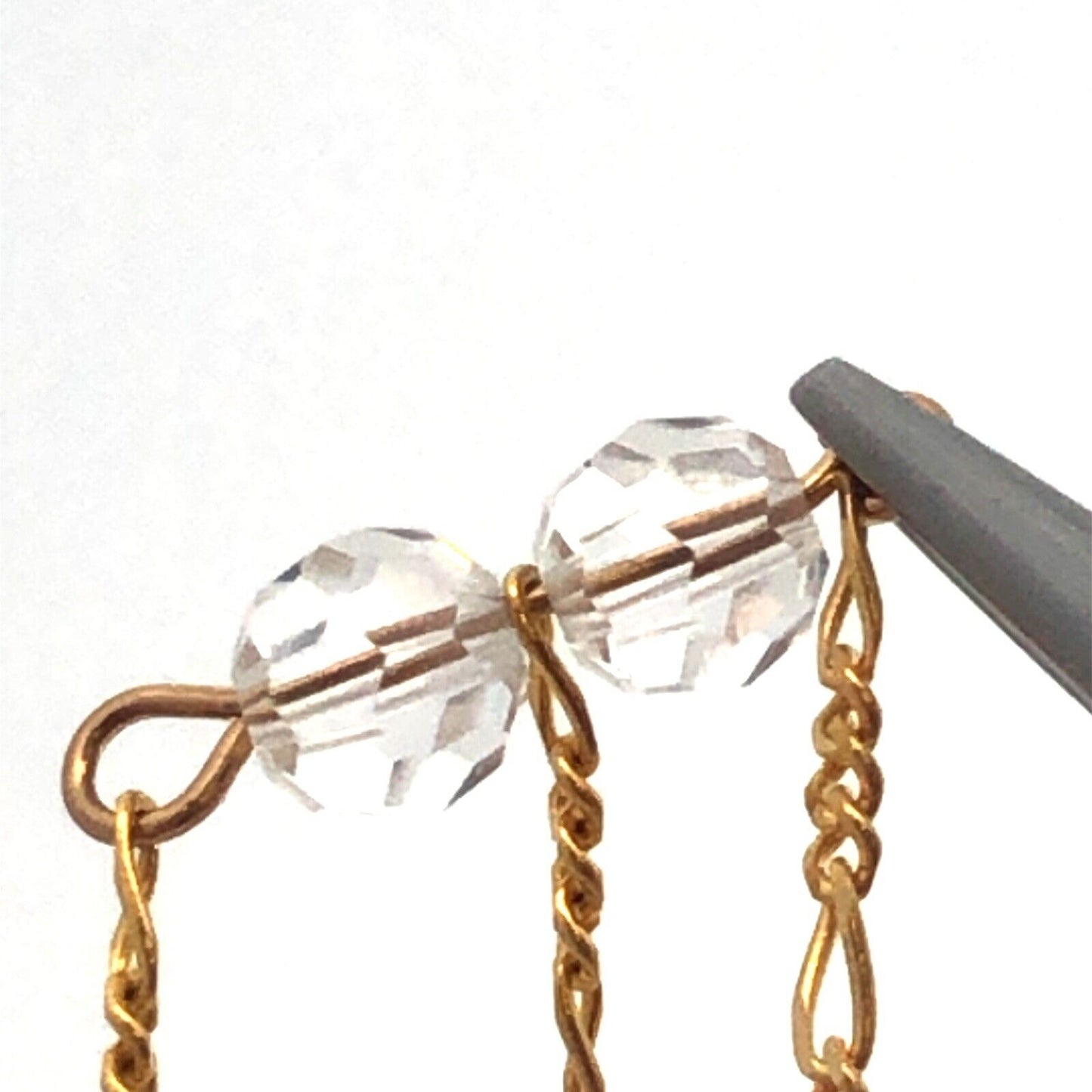 Designer LJ 14K Yellow Gold Cubic Zirconia Beaded Lariat Chain Necklace