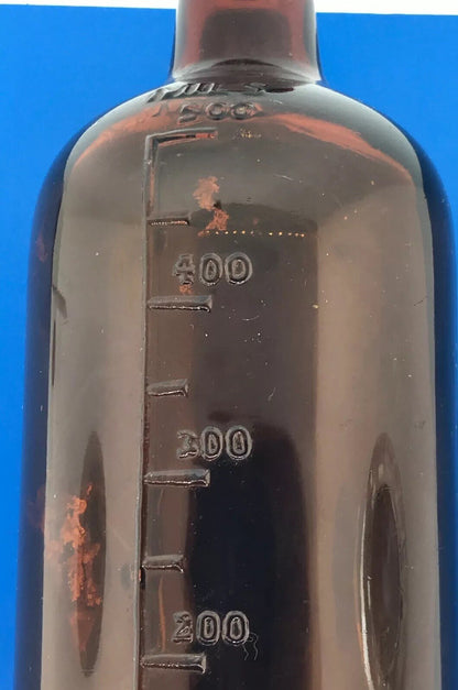 1939 Owens Illinois Glass 500 Mils Apothecary Bottle Amber Brown Alton IL 