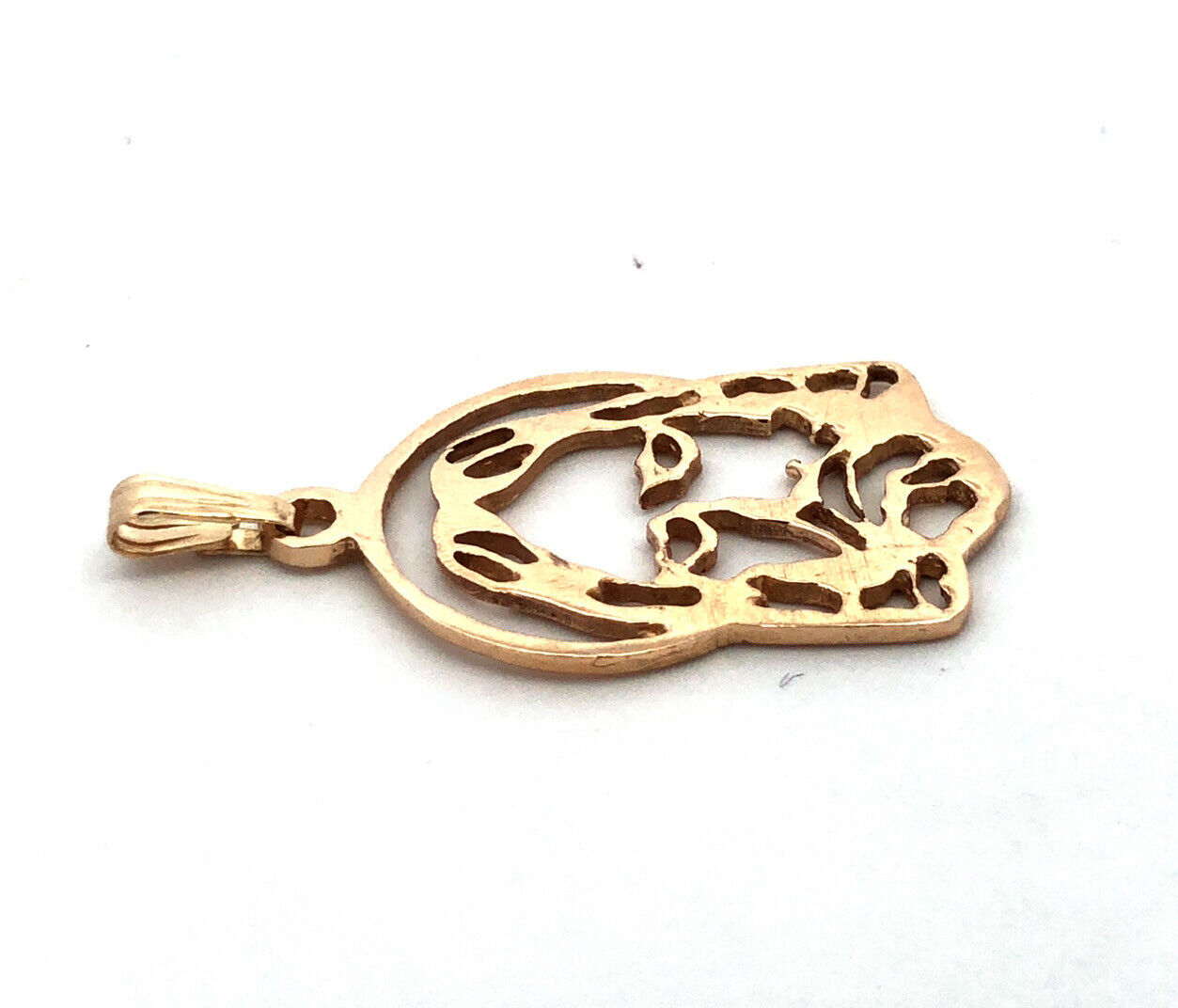 Estate 14K Yellow Gold Jesus Christ Face Cutout Outline Pendant