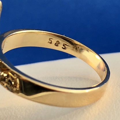 Estate 1982 14K Yellow Gold Sapphire Diamond Waterfall Cluster Statement Ring