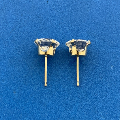 Jacmel Mauritius JCM 14K Yellow Gold Cubic Zirconia CZ Statement Stud Earrings