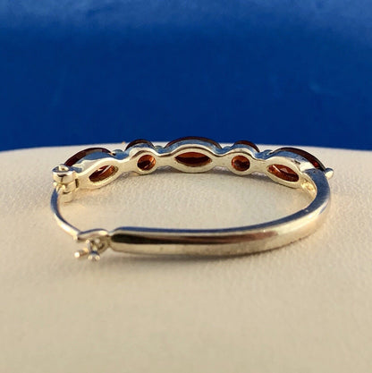 Designer Sterling Silver 925 Garnet January Anniversary Occasion Hoop Earrings