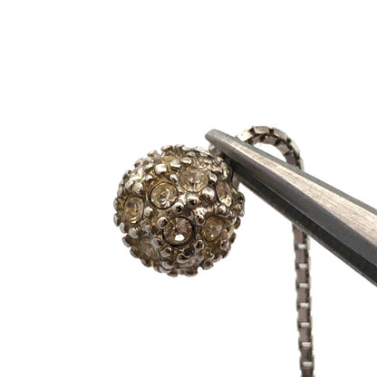 Designer Italy 925 Sterling Silver Cubic Zirconia Ball Charm Lariat Necklace