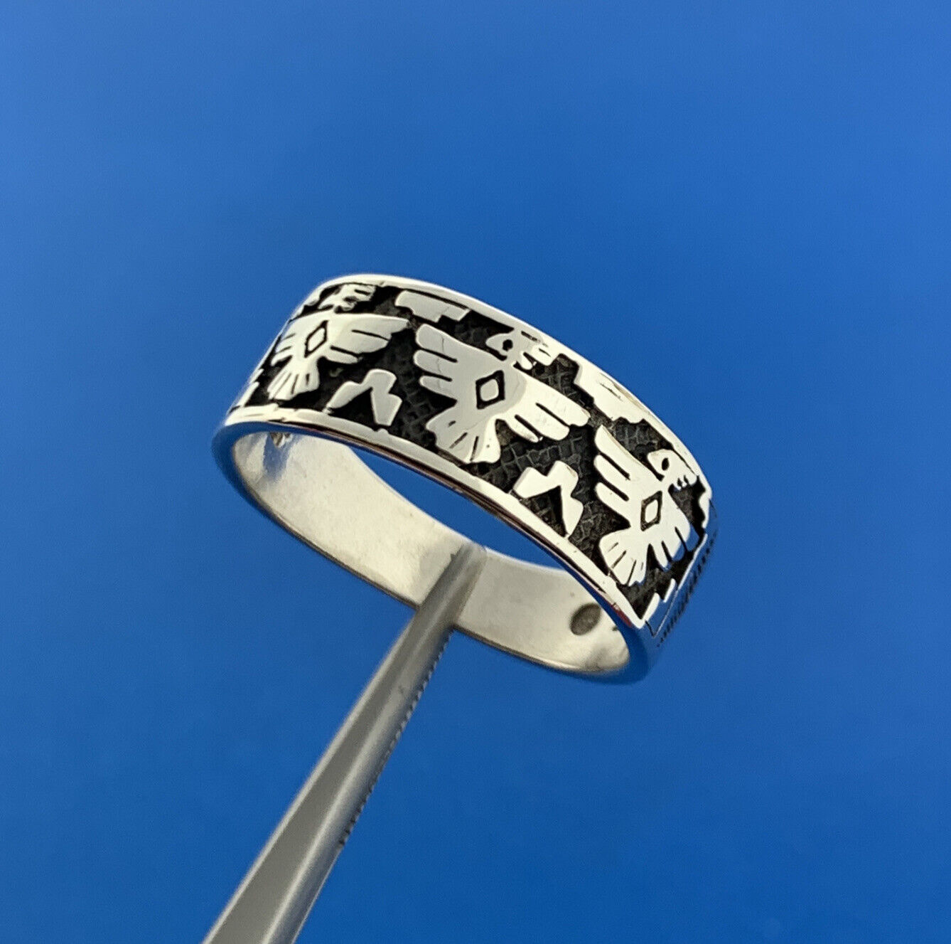 Vintage Signed Native American Sterling Silver 925 Phoenix Unisex Band Ring