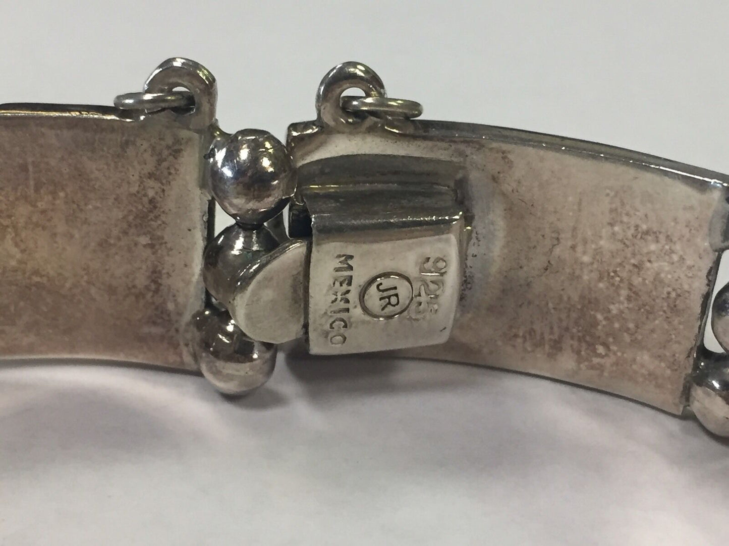 Sterling Silver JR Heavy Mexico 925 Aztec Design Beaded Bracelet