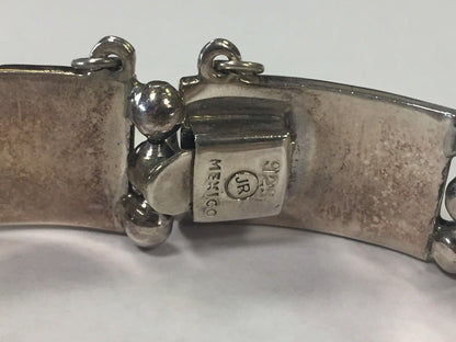 Sterling Silver JR Heavy Mexico 925 Aztec Design Beaded Bracelet
