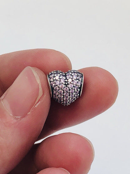 Authentic Pandora Pink Pave Open Your Heart Sterling 925 Charm 791052PCZ Retired