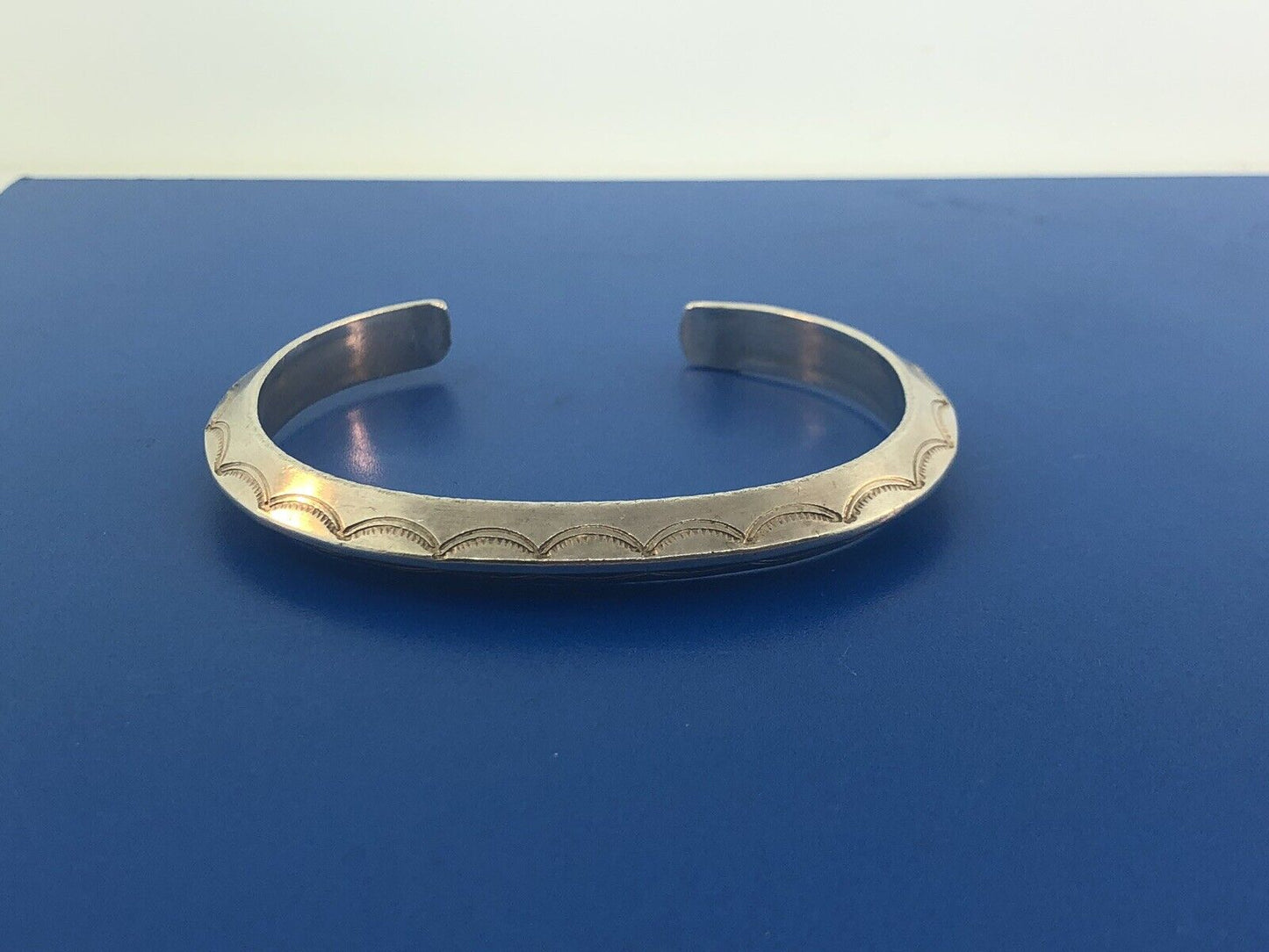 Vintage Native American 925 Sterling Silver Concho Statement Cuff Bracelet