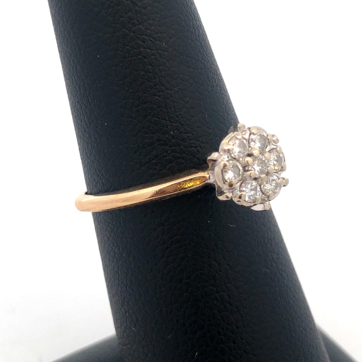 14K Yellow Gold Diamond Cluster Empire Style Engagement Bridal Cocktail Ring