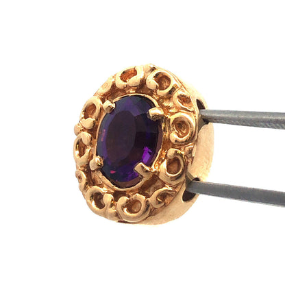 14k Yellow Gold Slide Amethyst Slide Charm Pendant